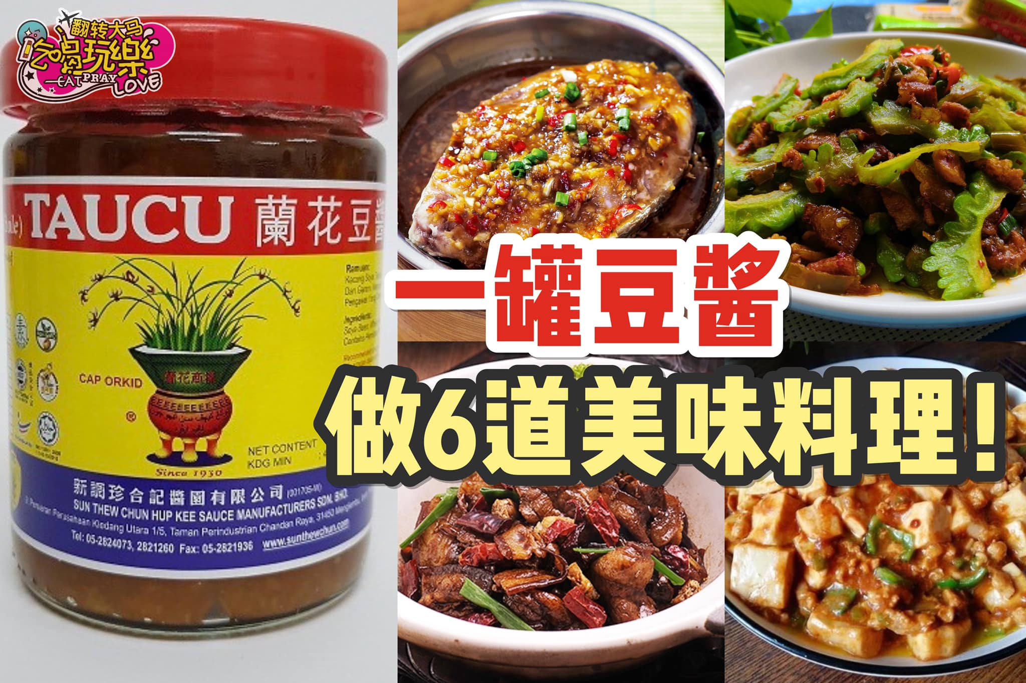 【用一罐 #豆醬 做6⃣款美味料理 】
 豆酱炒花肉
 豆酱蒸排骨
 豆酱炒苦瓜
 茶树菇焖鸡
…